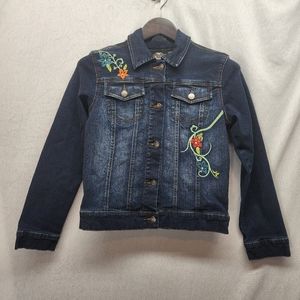 Harley Davidson Embroidered Jean Jacket Like New Size Small